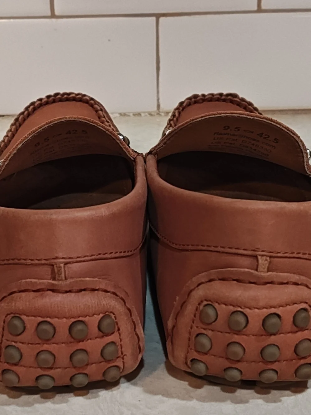 Riomar Tan Leather Driving Loafers Mens 9.5 Made in Portugal